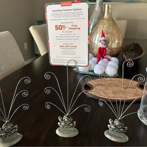 Set of 3 Pewter Metal Christmas Snowman Card Picture Holder